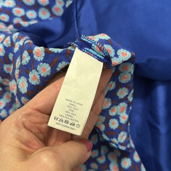 Kate Spade Skirt the Rules blue floral mini skirt 100% silk 2 - Picture 5 of 8